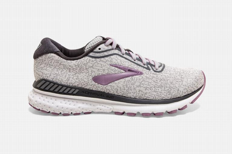 Brooks ADRENALINE GTS 20 Road Running Shoes Womens Outlet - White/Grey/Purple (LUK574098)